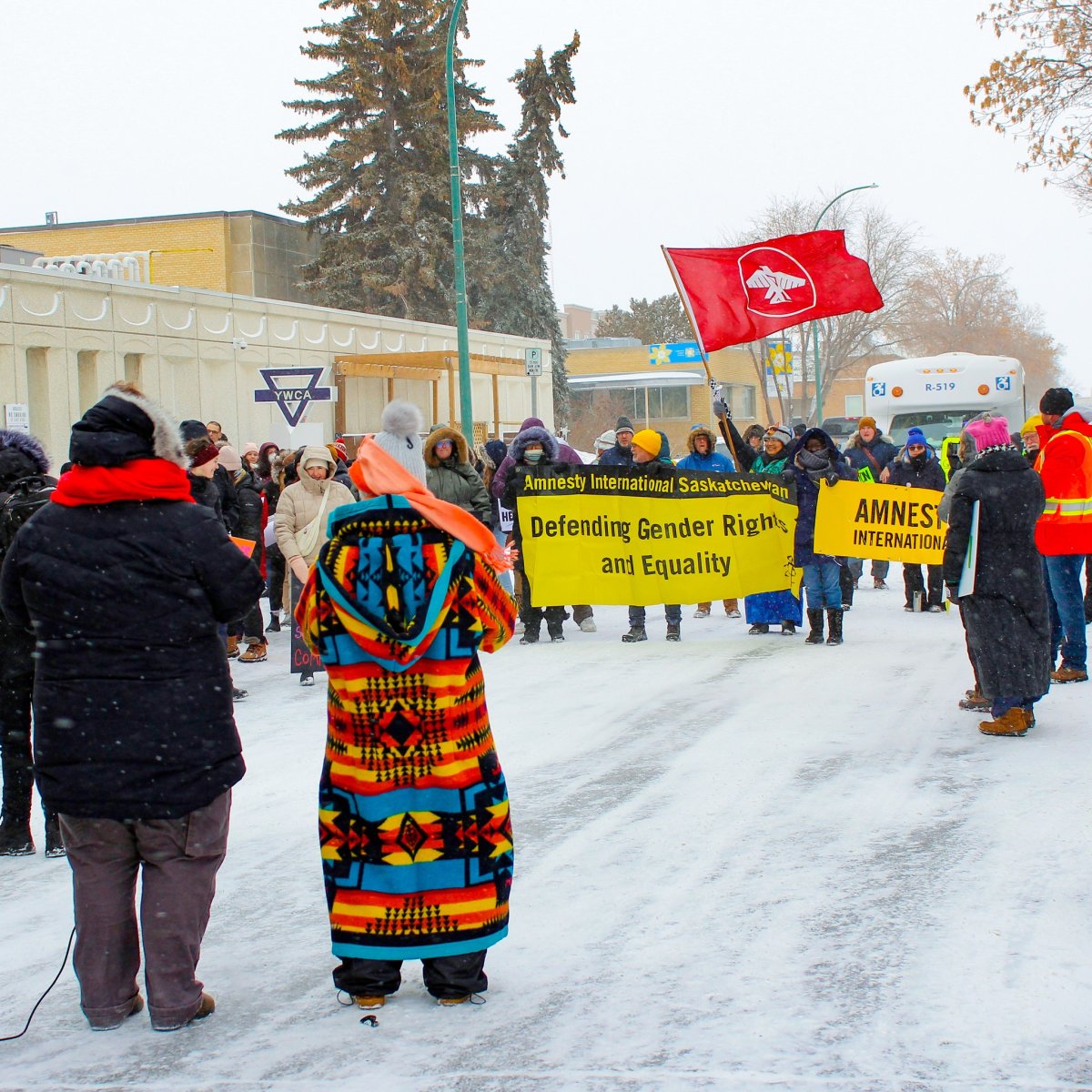 Participants in the Women's March in Regina in March 2023.